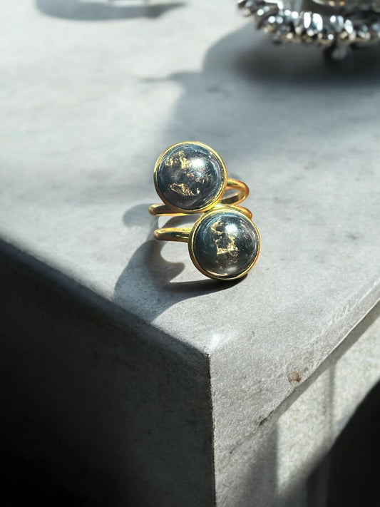 Cement Double Black & Gold Ring