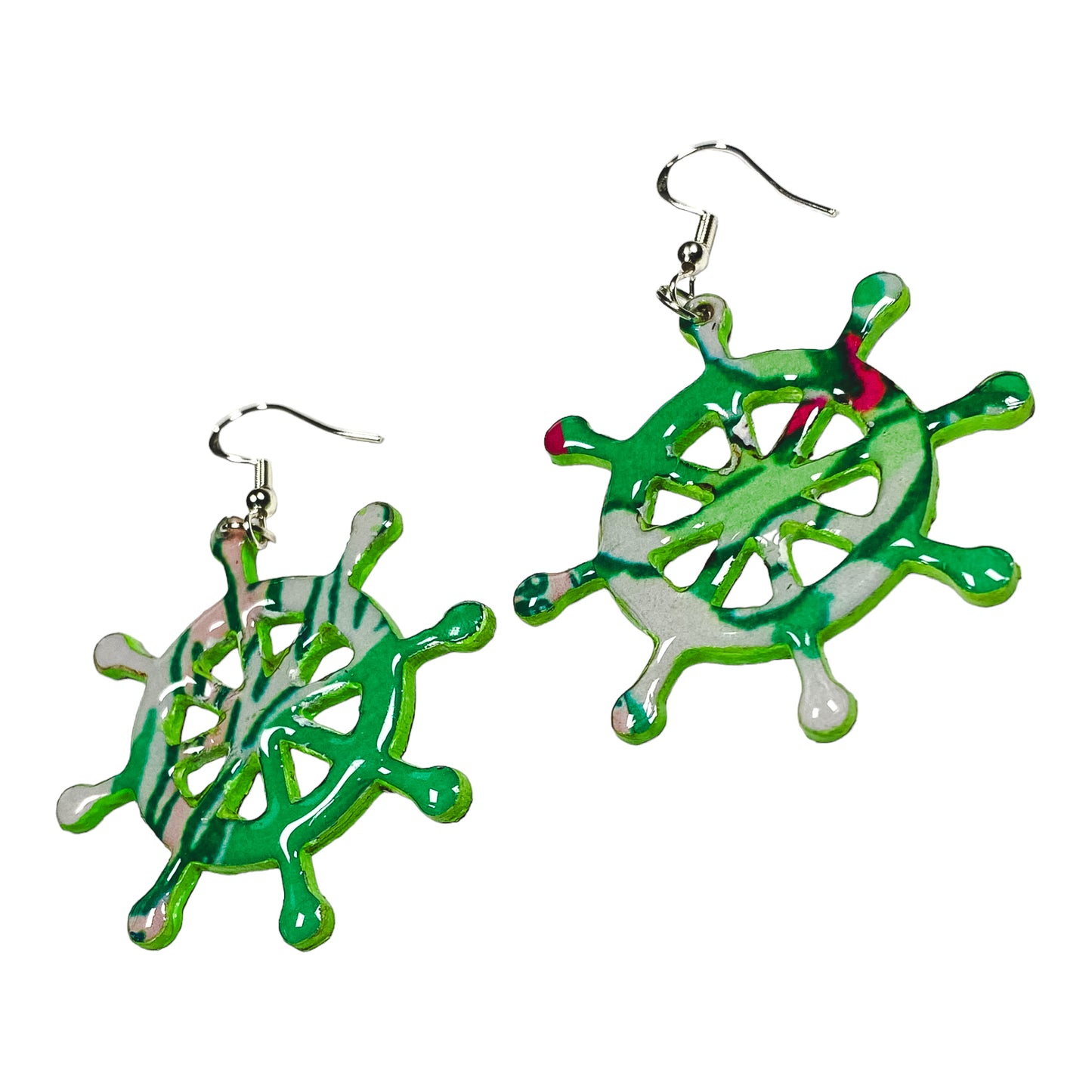 Lily Leap Lime & Pink Ship's Wheel Earrings