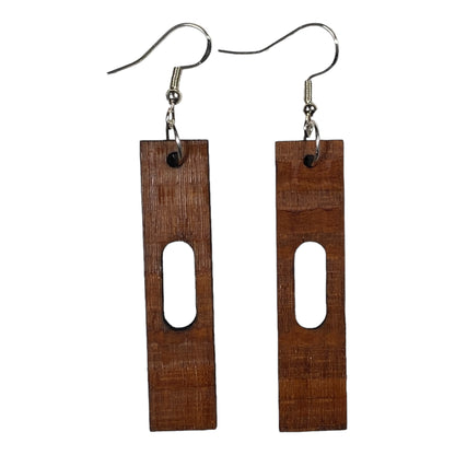 Exotic Brazilian Lacewood Rectangle Drop Earrings