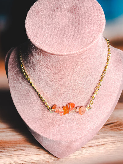 Gold Filled Natural Carnelian Necklace