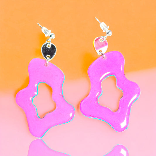 Hubba Bubba Organic Shaped Recycled Chipboard & Acrylic Earrings