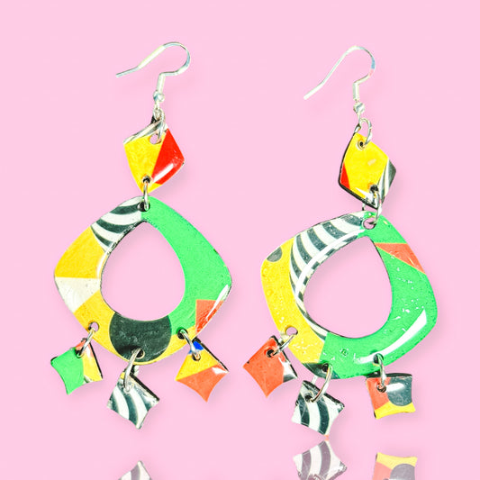 Abstract Dangle Recycled Chipboard Earrings