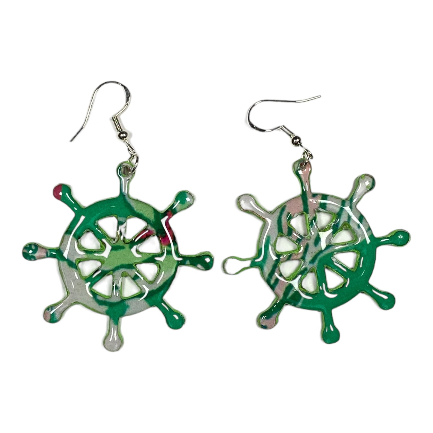 Lily Leap Lime & Pink Ship's Wheel Earrings