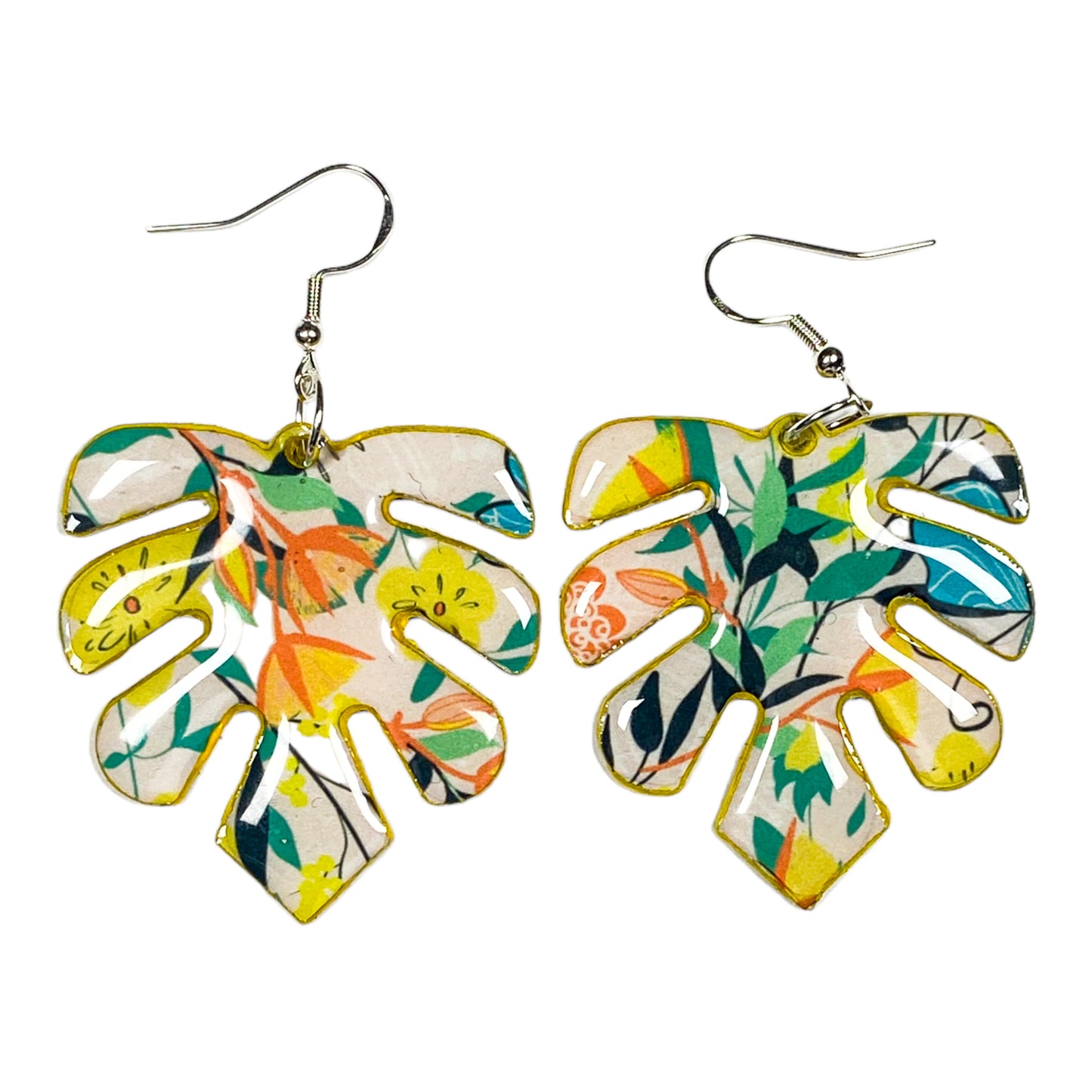 Citrus Treats Turquoise Sky Palm Leaf Earrings