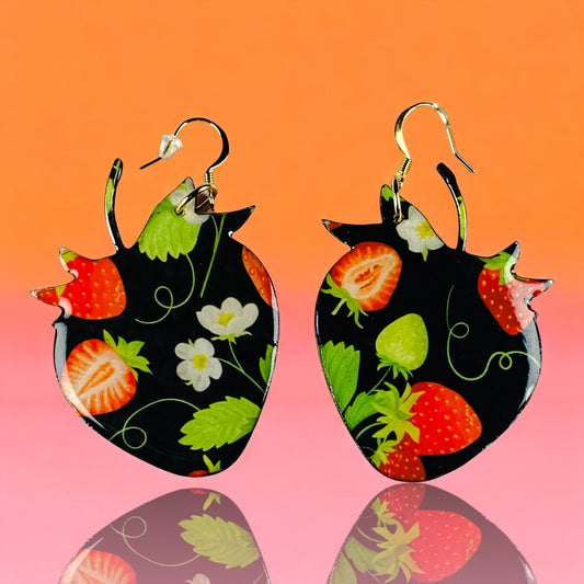 Picnic Perfect Red & Black Strawberry Earrings