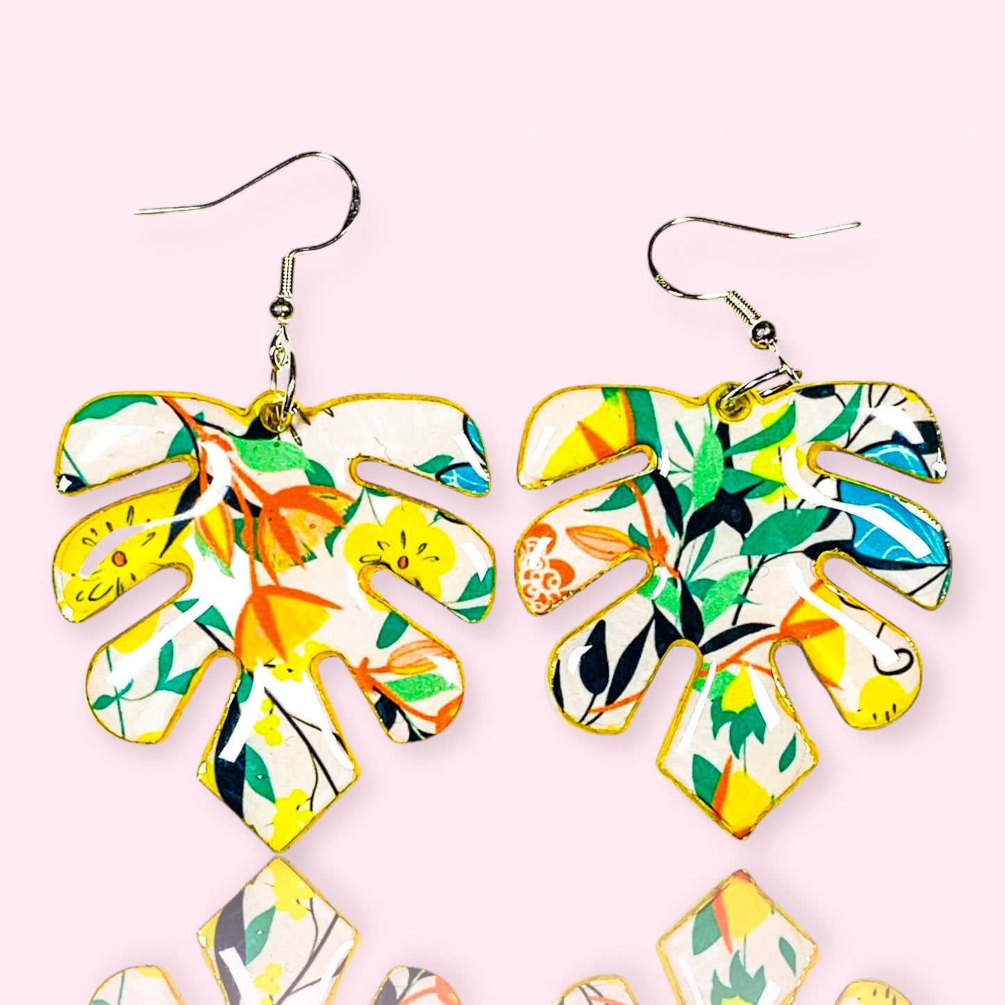 Citrus Treats Turquoise Sky Palm Leaf Earrings