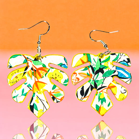 Citrus Treats Turquoise Sky Palm Leaf Earrings