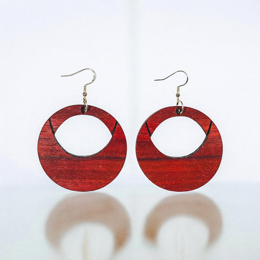 African Padauk Wood Oval Tribal Earring