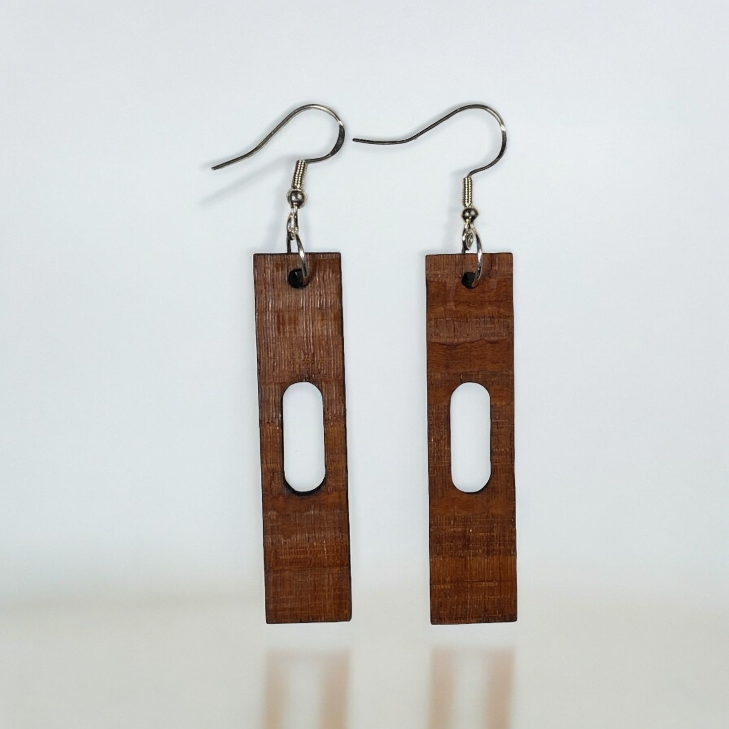 Exotic Brazilian Lacewood Rectangle Drop Earrings