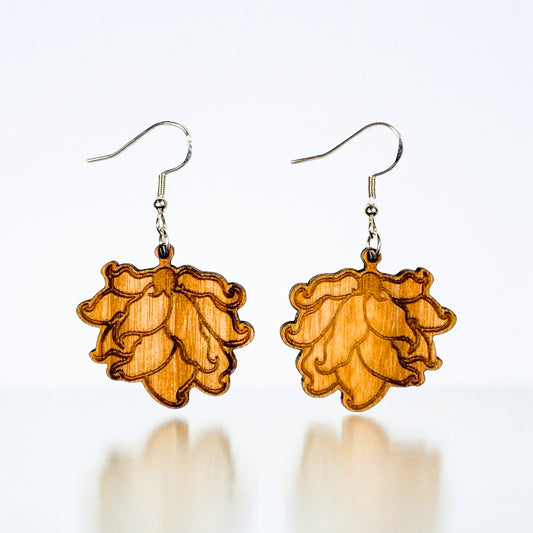 Canarywood Lotus Flower Dangle Earrings