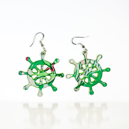 Lily Leap Lime & Pink Ship's Wheel Earrings