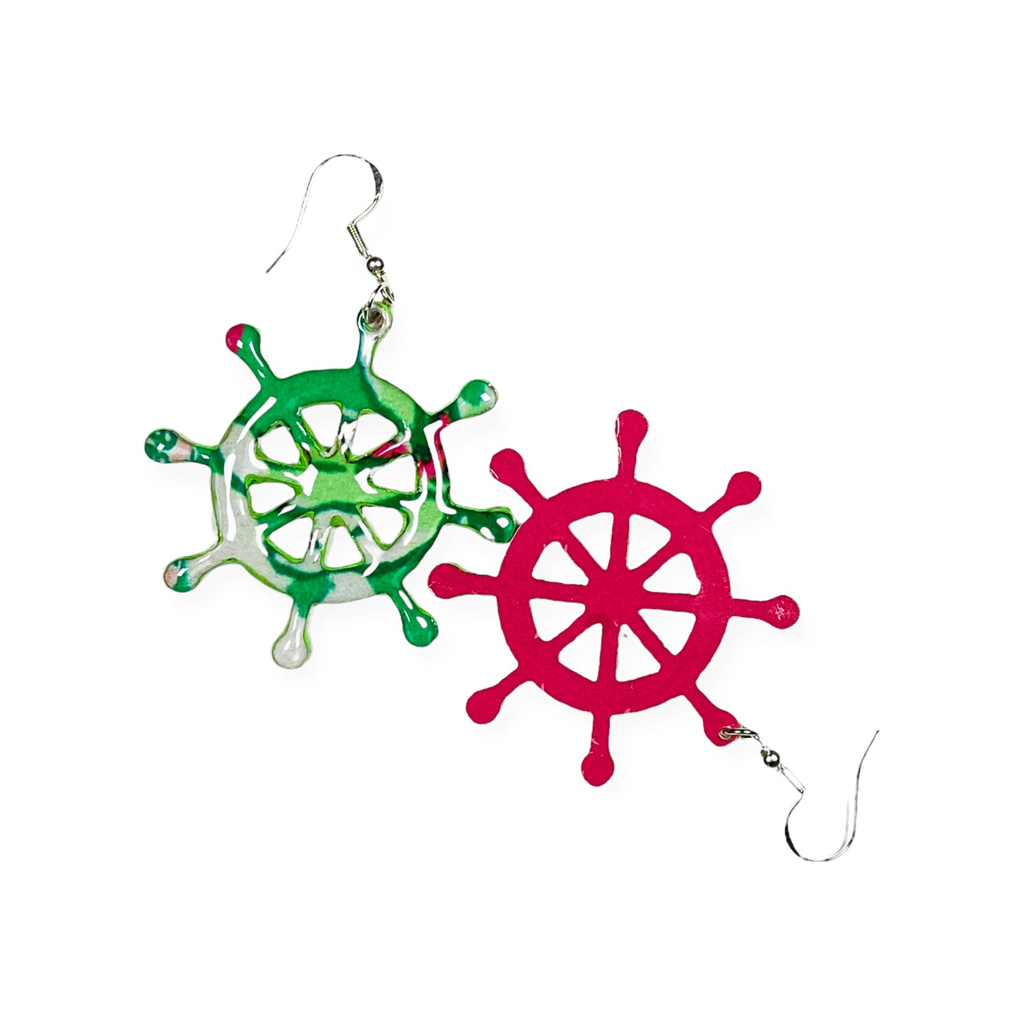 Lily Leap Lime & Pink Ship's Wheel Earrings